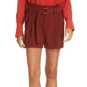 Vince Belted Tailored Shorts - Redwood - size 8